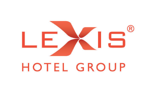Lexis Hotel Group logo in orange with a stylized X between 'LEXIS' and 'HOTEL GROUP'.
