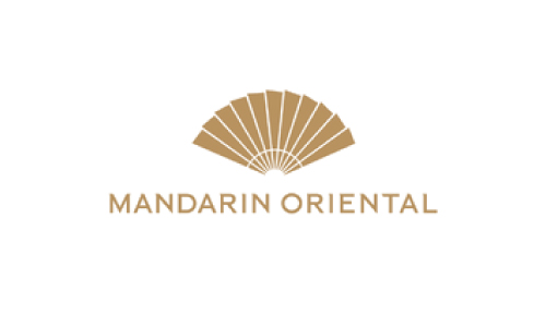 Mandarin Oriental logo with a brown fan symbol above the words MANDARIN ORIENTAL.